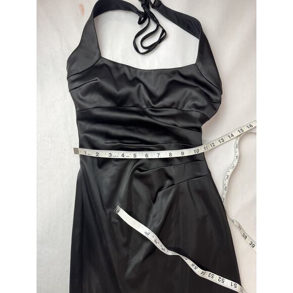 Vintage Cache Halter Dress Black Y2K Cocktail Party Bodycon Glam USA Women 2 - Picture 3 of 8